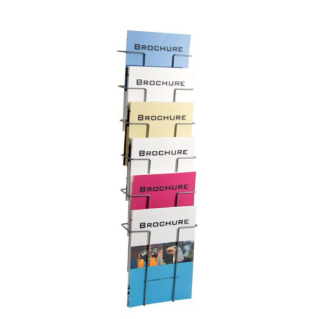 Draadfolderhouder wand 6 vaks A4, Metaal 