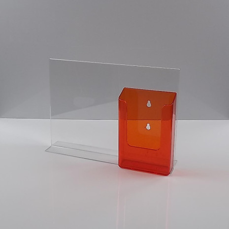 T-Standaard A4 liggend met 1/3 A4 folderhouder transparant oranje