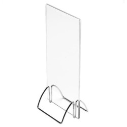 HMF 46944 acryl tafelstandaard met houten voet, 20 stuks, DIN A4 staand formaat, doorzichtig